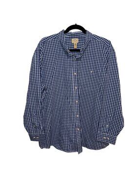 Blue Mountain Mens 3XL Blue & White Gingham Button Down Long Sleeve Shirt